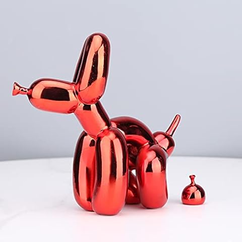 Squat Balloon Dog Statue Resin Sculpture Home Decor Modern Desk Office Home Decoration Accessories for Living Room Animal Figures (Electroplating red) Cover