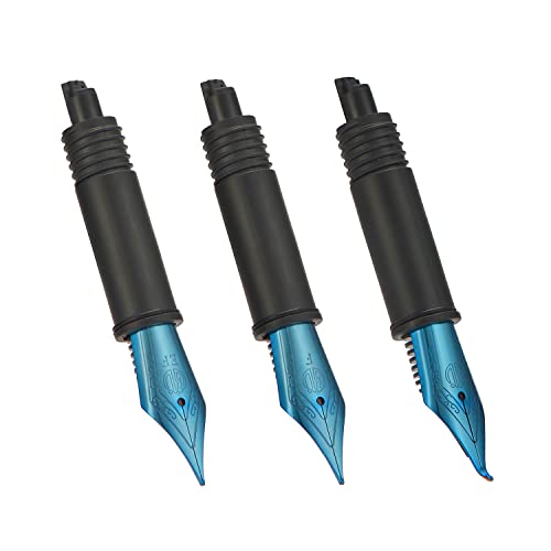 Plume fine courbée lot de 3 sections de rechange bleues pour stylo Hongdian M2 et 1850