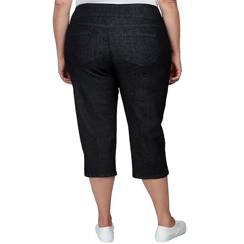 Ruby Rd. Womens Womens Plus-Size Mid-Rise Pull-on Straight Extra Stretch Light Weight Denim Capri with Side Splits2