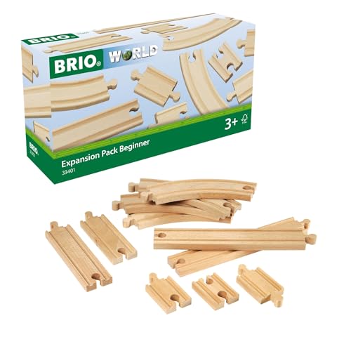 brio world expansion pack beginner - 11-piece wooden train track set - compatible with all railway sets - fsc-certified wooden tracks - enhances cognitive skills