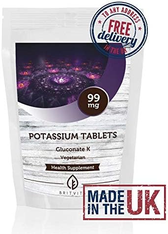 Potassium Gluconate K 100mg x180 Tablets Pills 99mg 2.53 mEq Elemental Mineral Health Food Supplement Sequestrant