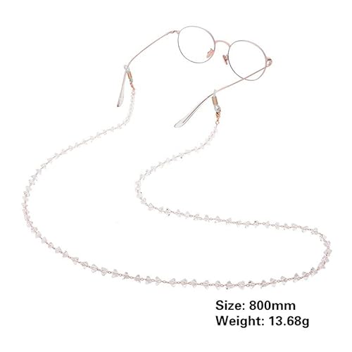 Jhhdp 1Pcs Alloy String Triangle Crystal Beads Sunglasses Lanyard Strap Necklace Metal Eyeglass Chain Cord For Reading Glasses Chain (Color : Rose Glod, Size : 80Cm) #TOP1