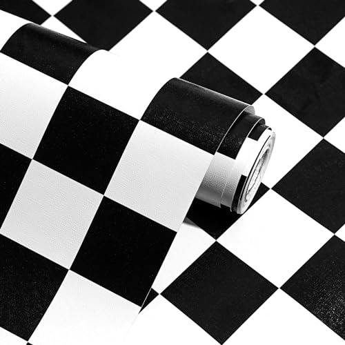 Modern Peel and Stick Wallpaper Black and White Mosaic Checkered Contact Paper 17.7'x78.8' Self Adhesive Lattice Wallpaper Removable Decorative Wallpapers for Bedroom Countertops Cabinet Vinyl Roll