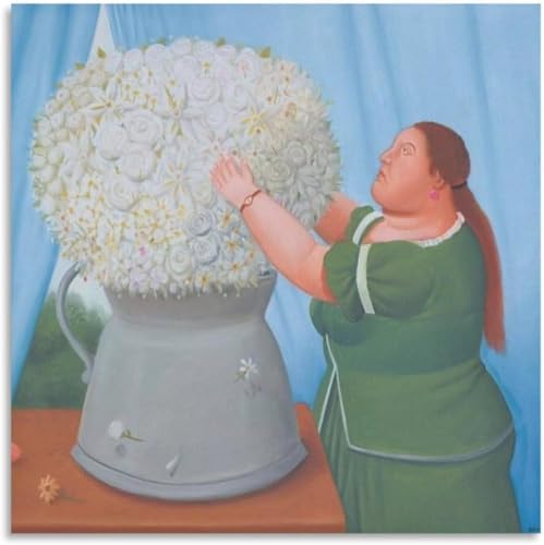 Impression Botero Femme et fleur 40x40 cm pour habiller un mur vide