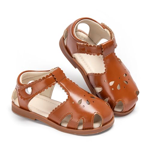 Image of ESTINE Toddler Girls Little Kids Close Toe Sandals - Flower Girl Dress Flats Summer Shoes