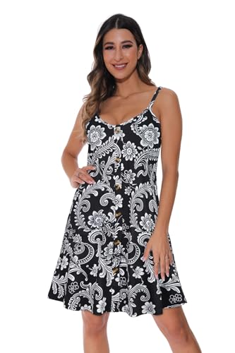 Image of JOELLYUS Summer Dresses for Women Spaghetti Strap Button Down Casual Sundress Beach Cover Up Dress with Pockets 2026