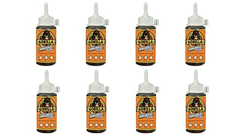 Gorilla Original Waterproof Polyurethane Glue, 4 ounce Bottle, Brown, (Pack of 8)