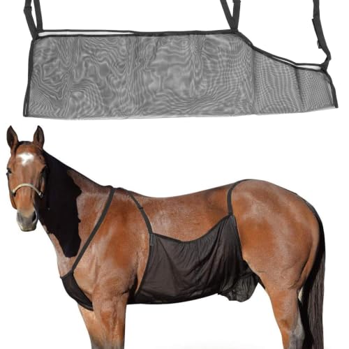 Tissting Protector de Vientre para Caballo de Malla Transpirable de 94x71cm | Cubierta Abdominal Ajustable y Ligera con Correas, Ideal para Establos y Paseos al Aire Libre