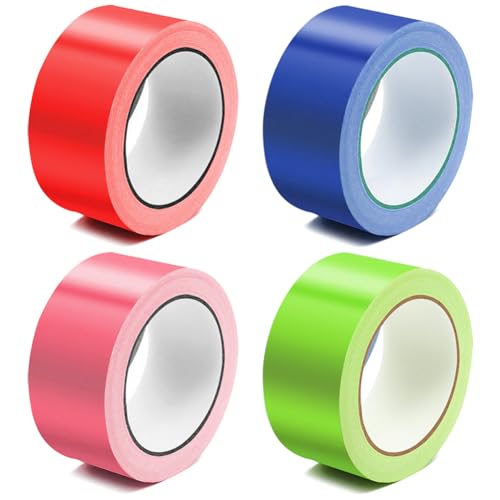 LINYIJOY 4 rotoli da 5 cm x 10 m, nastro adesivo colorato, nastro corazzato, nastro adesivo in tessuto, impermeabile, per riparazioni, fai da te industriale (4 colori)
