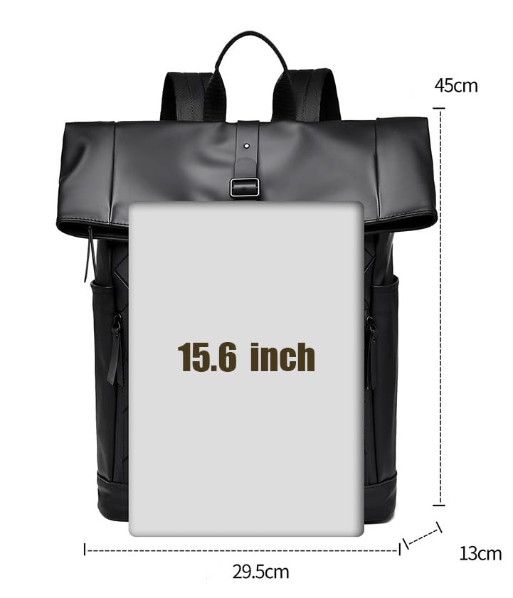 Roll Top Laptop Backpack for Men Women, Expandable Casual Daypack for 15.6 Inch Macbook Water-Resistant Commuter Laptop Rucksack Large Capacity Adjustable (Gray)3