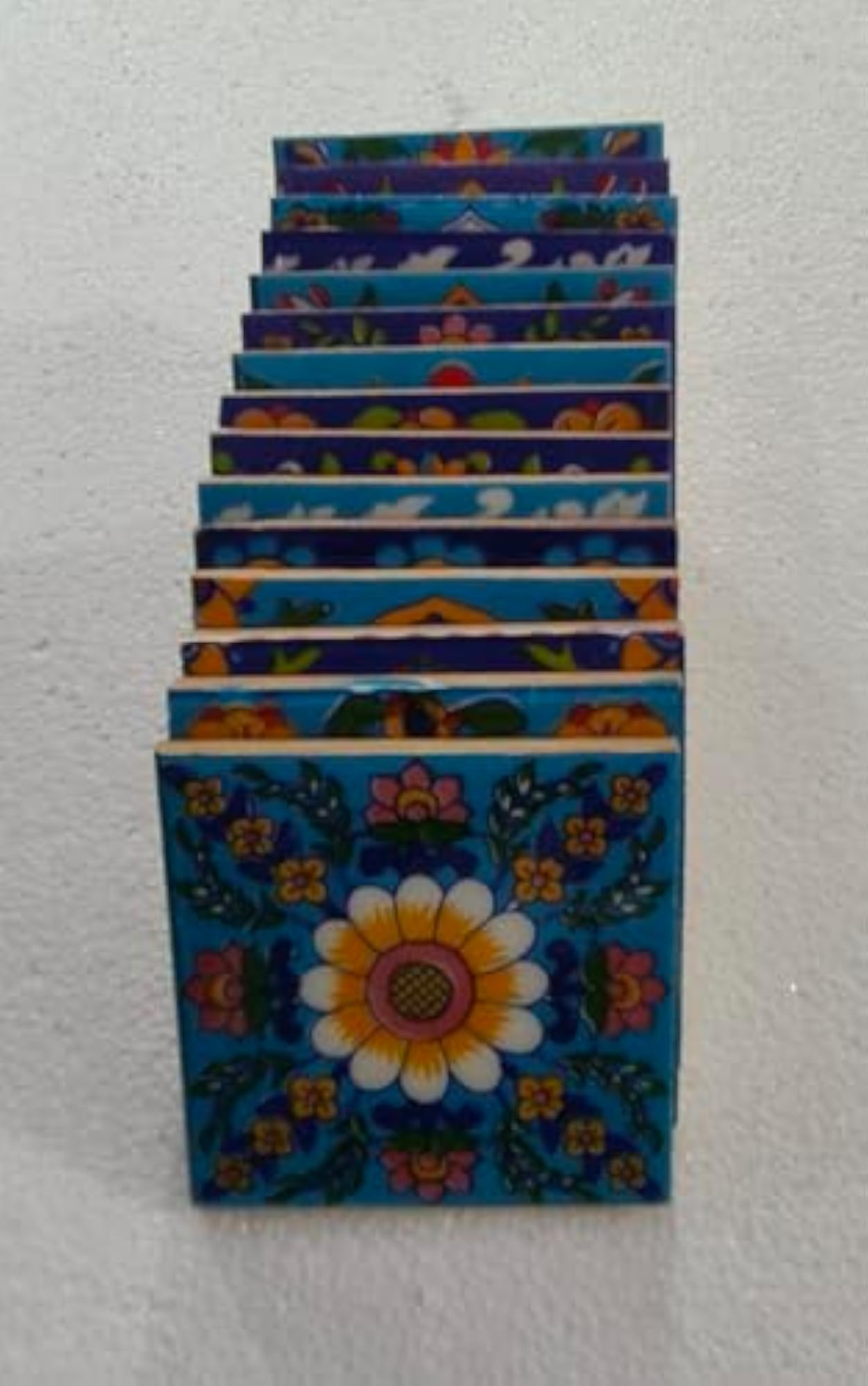 Blue Pottery Floral Mosaic Tile for Home Decor