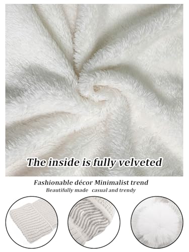 Christmas gifts,Christmas party decorations,winter beanie hat scarf gloves set for women,Women's Hat, Scarf, and Touchscreen Gloves Set for Cold Weather (White)2