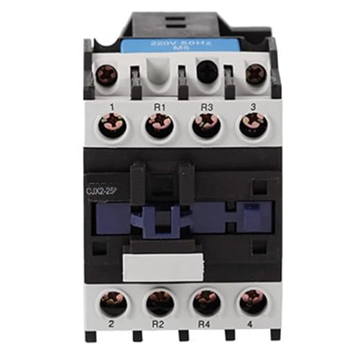 Contactor industrial CJX2-2508 de 25 A y 220 V para montaje en riel con 2 NA y NC