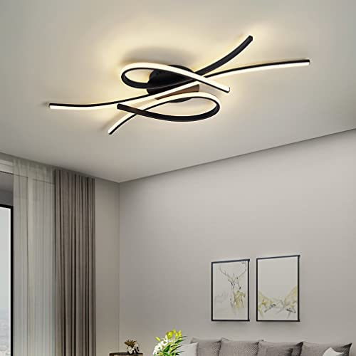 Plafonnier LED dimmable noir 80cm avec télécommande pour salon - 5