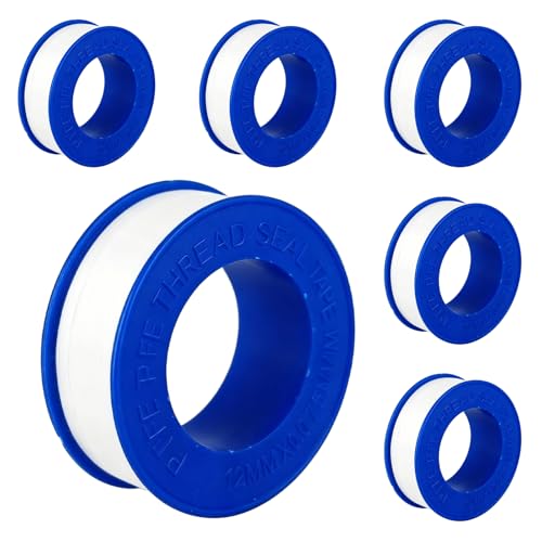 6 Pack PTFE Plumbers Tape Professional Thread Seal Tape for Pipe Sealing, Teflon Tape for Plumbing Leak Prevention, Suitable for Home, Office, and Industrial Use (1/2" x 393")