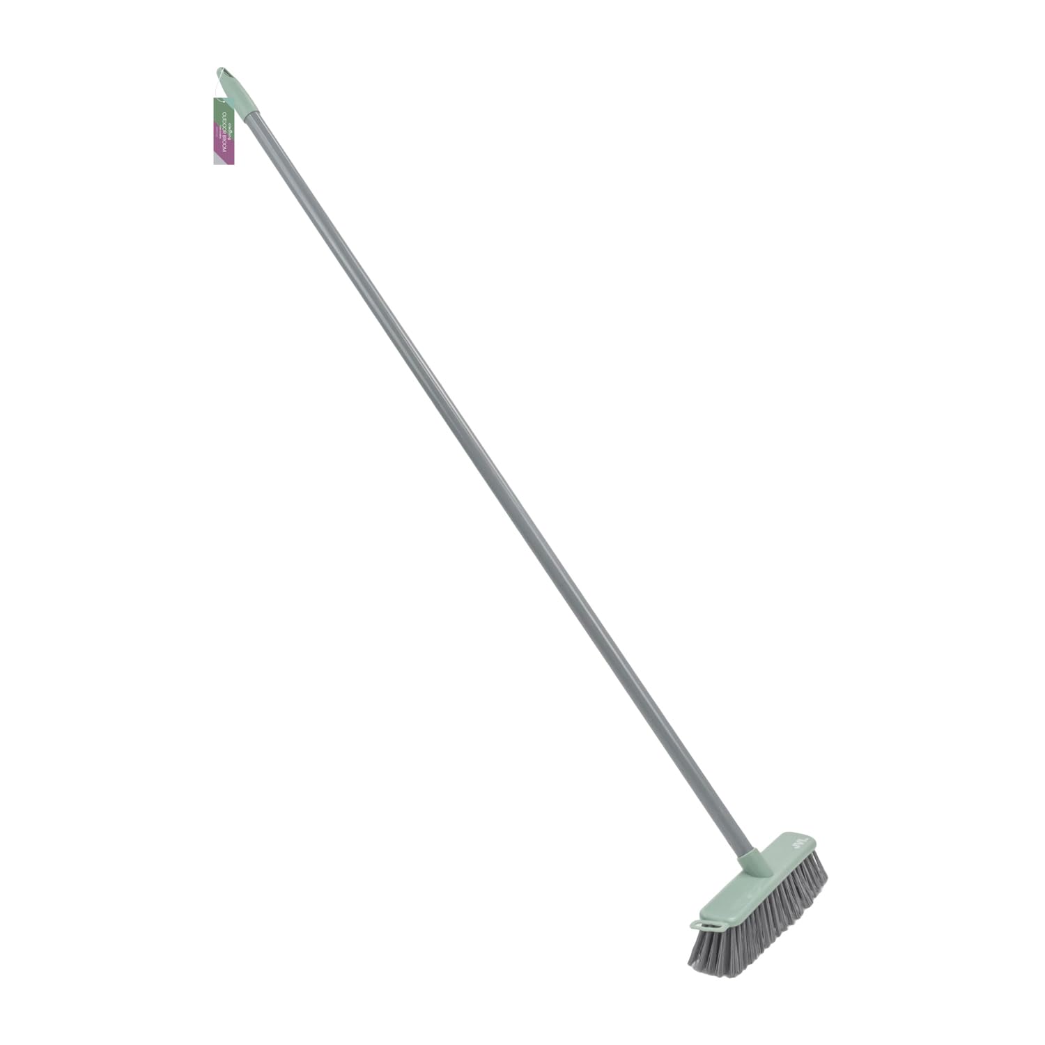 JVL Angled Sweeping Brush With Hard Bristles – Heavy Duty Broom for Outdoor & Garage Use – Grey