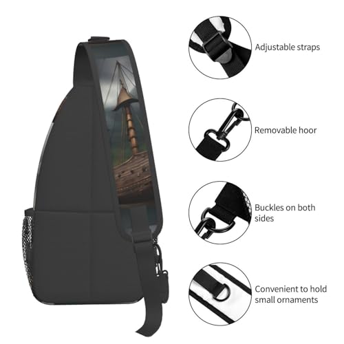 Mochila de bandolera para senderismo con estampado barco vikingo miniatura 5