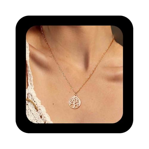 Vintage Tree of Life Necklace Family Tree Choker Necklace Circle Pendant Necklace Gold Tree Choker Necklace Jewelry for Women and Girls