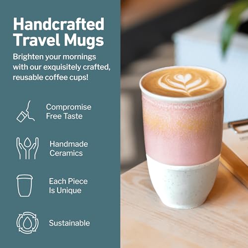 NOVA CERAMICS Travel Mug, Travel Coffee Mug, Iced Coffee Cup Unique to Go, Microwave & Dishwasher Safe Coffee Pink Tumbler - Image 2