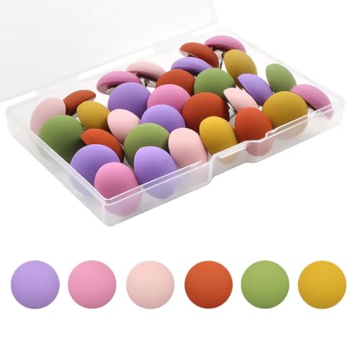 Pmnzdy Chinchetas redondas multicolores, 30 unidades de 19 mm, chinchetas de metal de colores, clavos de arroz, agujas para clavos decorativos, hogar, escuela, oficina, tapices de pared, mapamundi