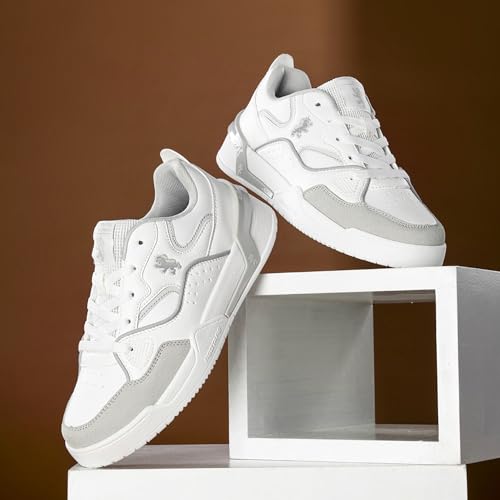 Image of Red Tape Women's Sneakers White Grey Pu Round Toe Lace-Up