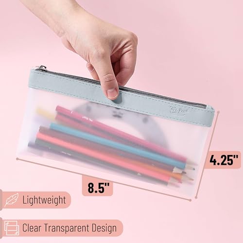 Image of Mr. Pen- Clear Pencil Pouch, 8.50 inchx4.25 inch, 3 Pack, Durable TPU Material | Medium Water-Resistant Pencil Bags with Smooth Zipper, Multipurpose Clear Pouch for Stationery, School, Office