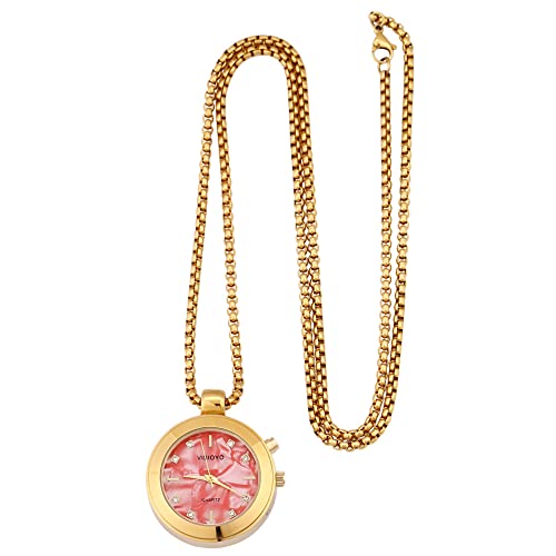 VISIONU Ladies Pendant Talking Watch with Alarm, Talking Date and Time, Gold Plated Necklace Watch