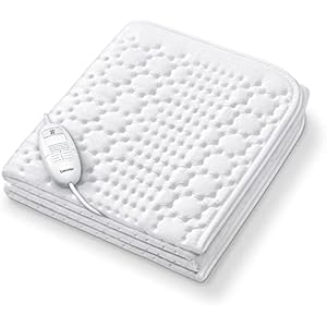 Beurer TS 19 Coprimaterasso Termico, Scaldaletto Singolo, Dimensioni 130×75 cm, Bianco, 3 Livelli di Temperatura, Lavabile in Lavatrice a 30° e con Sistema di Sicurezza Beurer Antisurriscaldamento