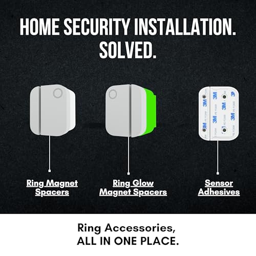 Image of Ring Compatible Contact Sensor Adhesive | Ring Magnet Mounting Tape Replacement Pads | Works with Door, Window, Wall Alarm Sensors | Easy Mount, No Cutting, Peel and Stick (10 Sensor + 10 Magnet Side)
