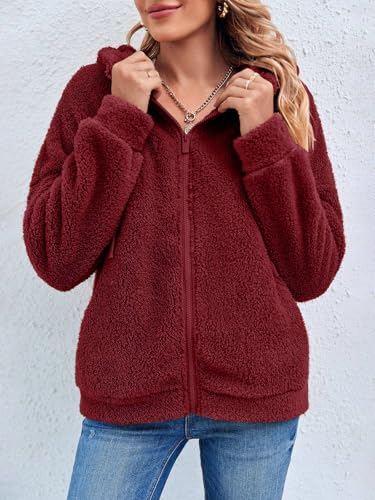 GAMISOTE Womens Fuzzy Sherpa Fleece Jacket Zip Up Oversized Winter Warm Sweatshirt Hoodies 20243