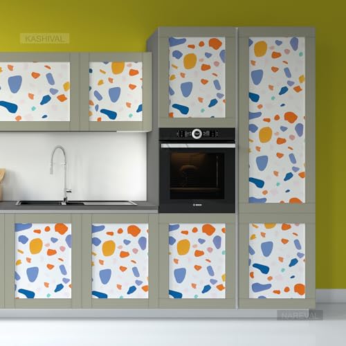Image of KASHIVAL White Big Dotted Marble Kitchen Oil Proof Foil Stickers,Kitchen Backsplash Wallpaper,Self-Adhesive Wall Sticker Waterproof and Heat Resistant (Size : 60 * 200 cm) (Big Dotted Marble A31)