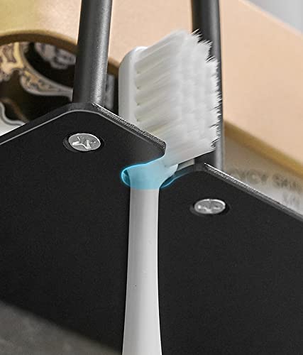 Bathroom Organizer Toothbrush Holder Wall Mounted, Space Aluminum Gilded Toothbrush Holders For Bathroom And Vanity, No Drilling For Wall (4 Brush Slots) #TOP7