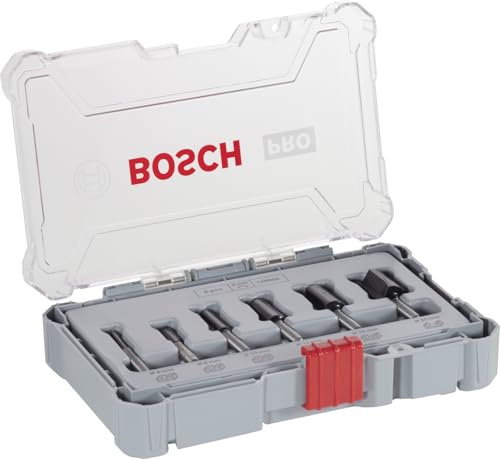 Bosch Accessories 6 Pièces Kit de Fraises Droite, 6mm Queue Gris