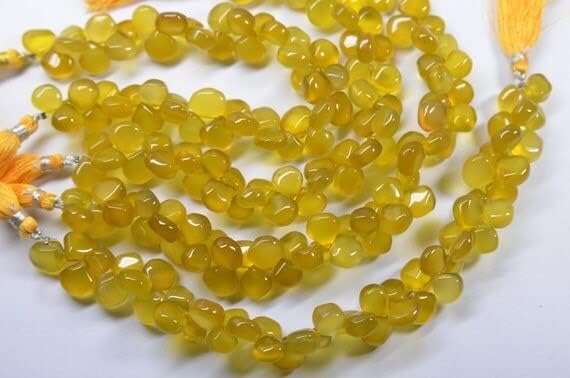 Calcédoine Jaune Perles Cœur 9-10mm pour Bijoux Bohèmes Faits Main - 3