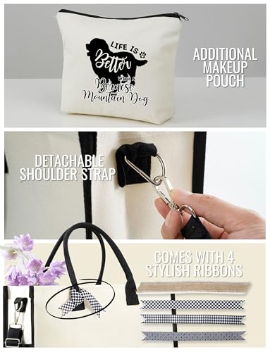 Bolso Tote de Lienzo con Cierre y Correa para Mujer miniatura 5