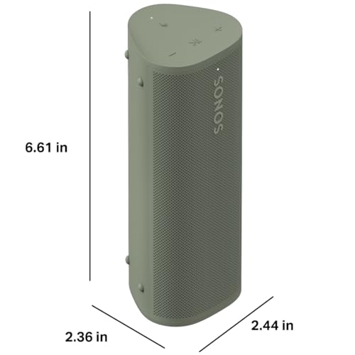 Image of Sonos Roam 2 - Lightweight Portable Waterpoof Speaker with Bluetooth, WiFi, 10 Hour Battery Life and Voice Control for Home and Outdoor Use - Olive Green