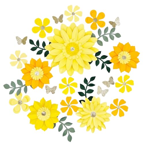 Flores de papel 3D rosas decoración de pared infantil set de flores grandes para eventos