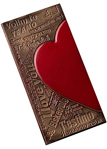 Greyas Cm 3844 Louis Amado Clear Polycarbonate Chocolate Mold Candy Mould With 3 Heart-With-Love-Messages-Rectangular-Tablet Cavities, Each 70Mm X 140Mm X 9.45Mm High, 70X140Mm X 9.45Mmh #TOP5