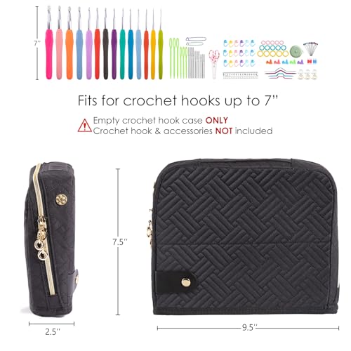 MYBAGZING Empty Crochet Hook Case - Crochet Hook Organizer Case Stand Up (Upgraded) -Corchet Organizer - Crochet Hook Holder for Knitting & Crochet Supplies, Crochet Needles, Crochet Accessories