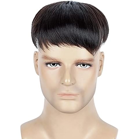 Askuang Hair Toupee for Men Clip in Crown Topper Hair Extensions Mens Hair Piece for Hairline Loss Covering White Loss Hair Toupee Wig Short Hair Toppers for Men Natural Black Cover