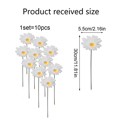 20pcs Daisy Flower Stakes 12Inch Garden Stakes Decoration Yard Lawn Ornaments Waterproof Flower Pot Indoor Outdoor Yard Stakes for Signs