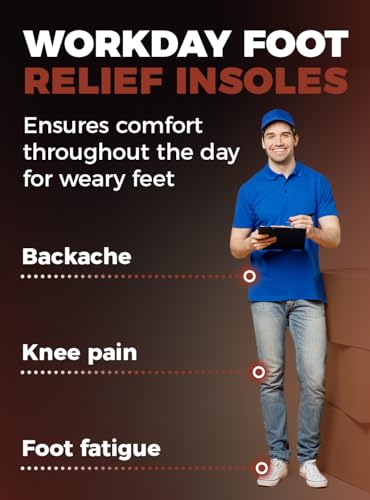 Image of CRUVHEAL Work Comfort Orthotic Insoles - Anti Fatigue Shoe Insert Men Women - Low Arch Support - Shock Absorption - Foot Pain Relief - Work Boot Insoles (S, Brown)