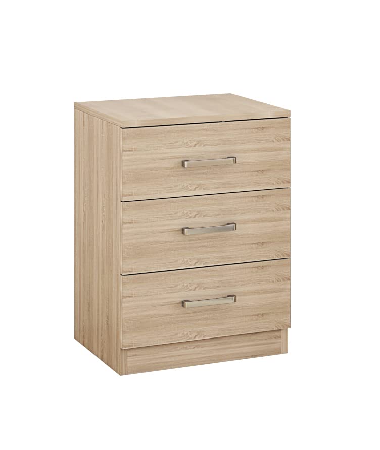 AFN Sonama Oak 3 Drawer Bedside Cabinet Chest Stand