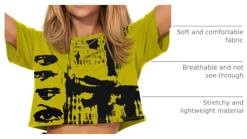 Image of Womens Summer Crop Tops Short Sleeve Round Neck T-Shirts Loose Fit Casual Blouse 2026