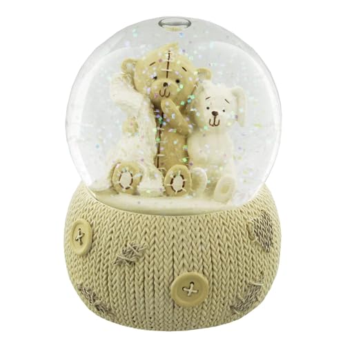 Button Corner Teddy Snow Globe