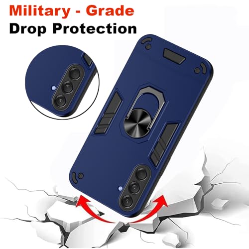 Image of amazon basics Kickstand Mobile Cover (360 Rotating Ring Holder) for Samsung Galaxy M55 5G / M55s 5G / F55 5G (Blue)