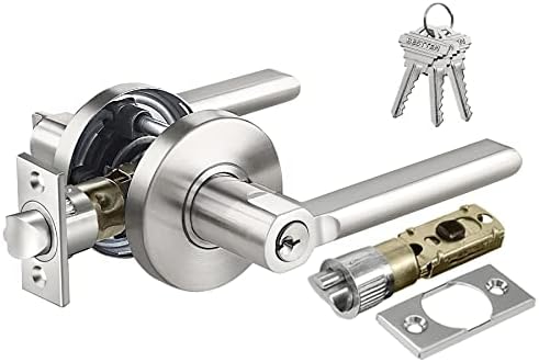 BESTTEN Heavy Duty Satin Nickel Entry Door Lever, with Removable Latch Plate, All Metal Door Handle for Exterior and Interior, Commercial and Residential, Vienna Series