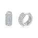 MIA SARINE 13mm Cubic Zirconia Pave Huggie Hoop Bridal Gift Earrings for Women in Sterling Silver