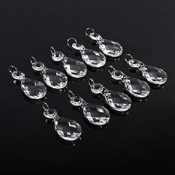 Lamparas Colgantes Forma De Gota Cuentas de Cristal Transparente, Haofy Prismas de Cristal Colgante con Forma de Gota, Pack de 10, Abalorios de Cristal para Lámpara de Araña, Cortina Candelabro Fiesta de Jardín Decoración de Boda