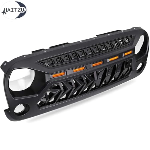 Image of Shark Grille Compatible with Jeep Wrangler Jk Jku 2007-2018 with LEDs